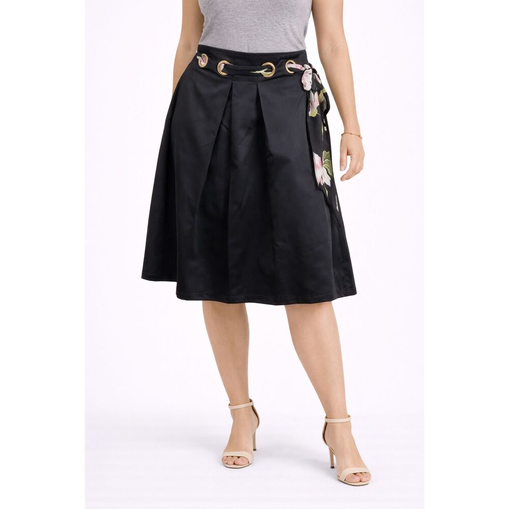 Zeagoo Paper Bag Waist Belted Skirt Black XXL